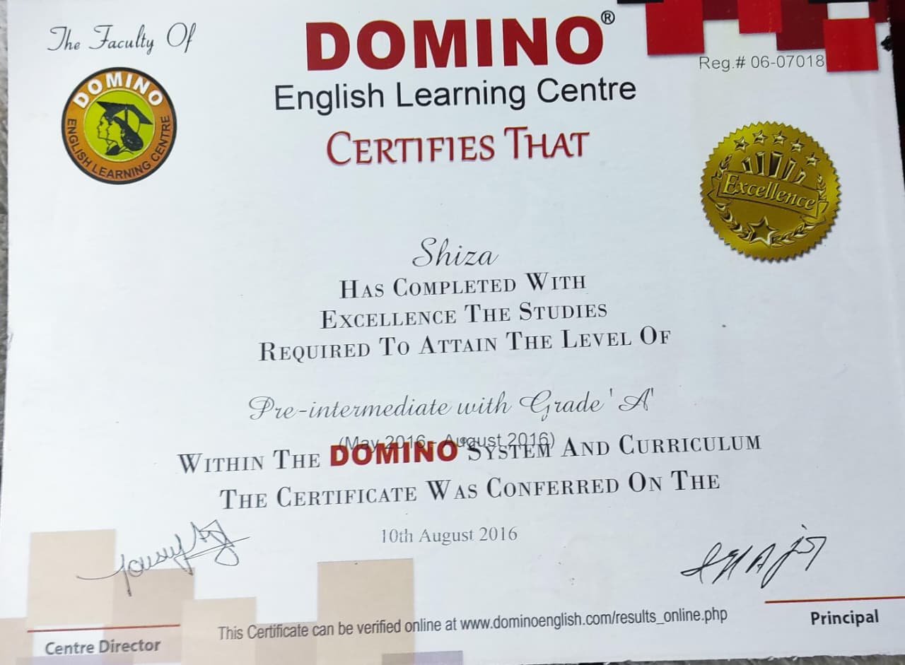 Pre-Intermediate English Certification - Domino